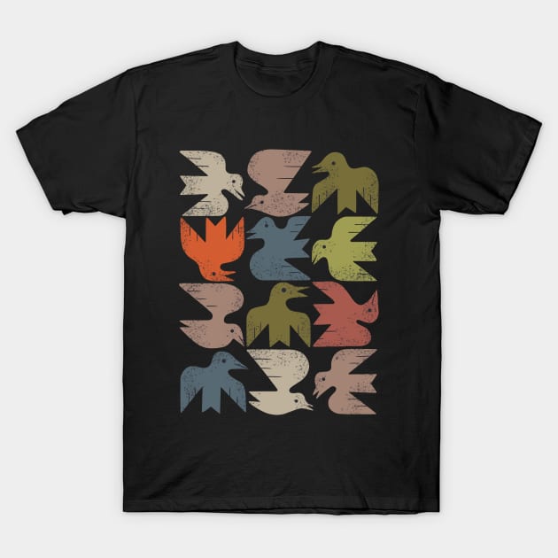 Midcentury Bird Grid T-Shirt by Renea L Thull